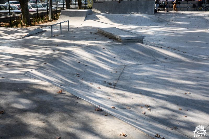 Concrete surface and obstacles in skatepark in Naklo nad Notecią